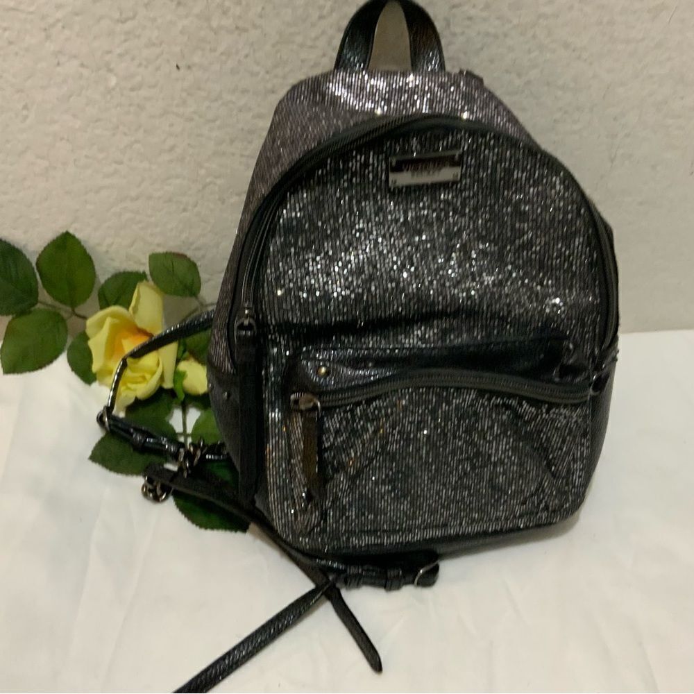 Discontinued Victoria's Secret Silver Sparkle Studded Small City Mini Backpack - Picture 1 of 14